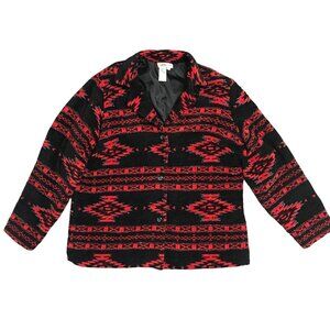COLDWATER CREEK Blazer Jacket Womens 1X Southwestern Red & Black Winter Weight
